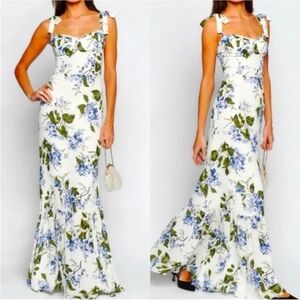 Reformation White and Blue Floral Maxi Dress